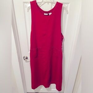 Vintage White Stag Womens Dress Size Large Red Embroidered Pocket Button Accents